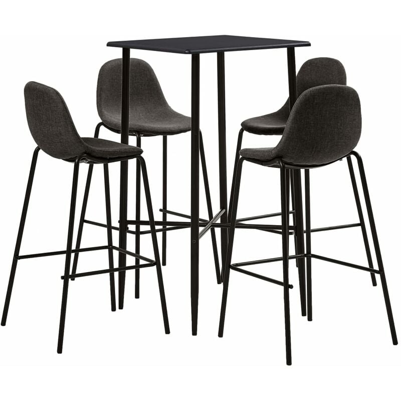 

Juego de mesa alta y taburetes 5 piezas tela gris oscuro