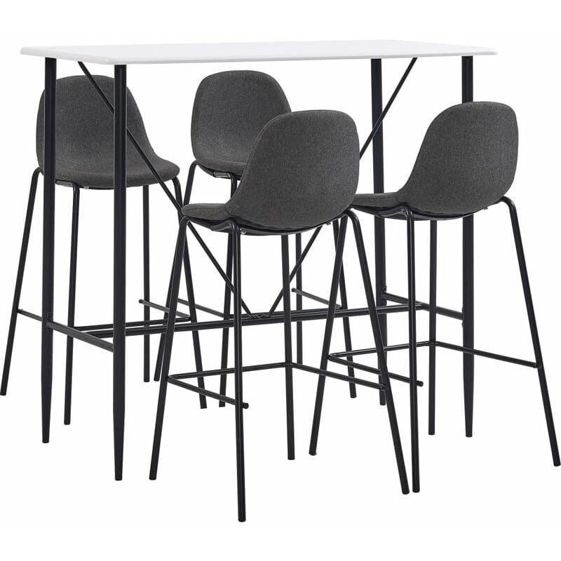 

Juego de mesa alta y taburetes 5 piezas tela gris oscuro