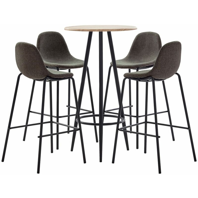 

Juego de mesa alta y taburetes 5 piezas tela gris oscuro