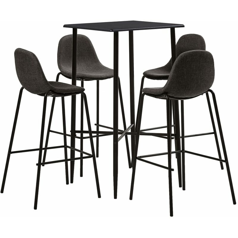 

Juego de mesa alta y taburetes 5 piezas tela gris oscuro - Gris