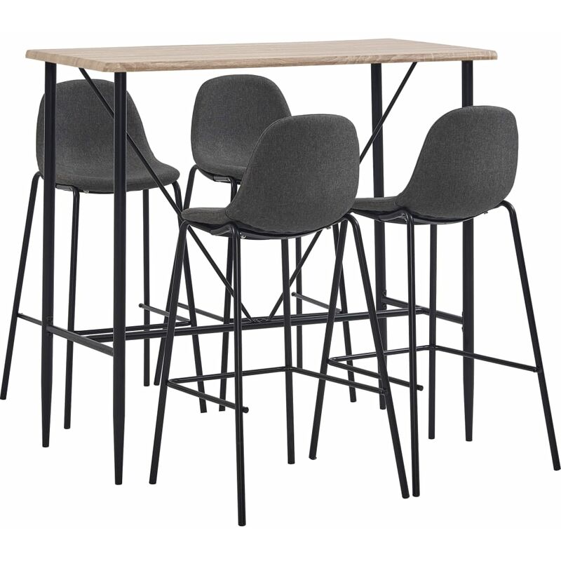 

Juego de mesa alta y taburetes 5 piezas tela gris oscuro - Gris