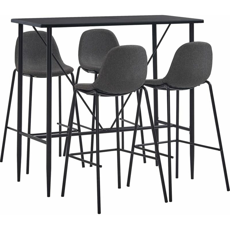 

Juego de mesa alta y taburetes 5 piezas tela gris oscuro - Gris