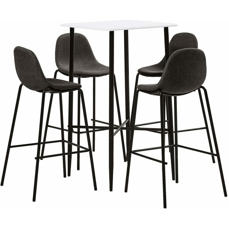 

Juego de mesa alta y taburetes 5 piezas tela gris oscuro - Gris