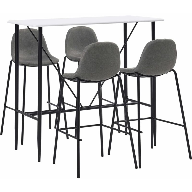 

Rogal Home&Deco Juego de mesa alta y taburetes 5 piezas tela gris topo