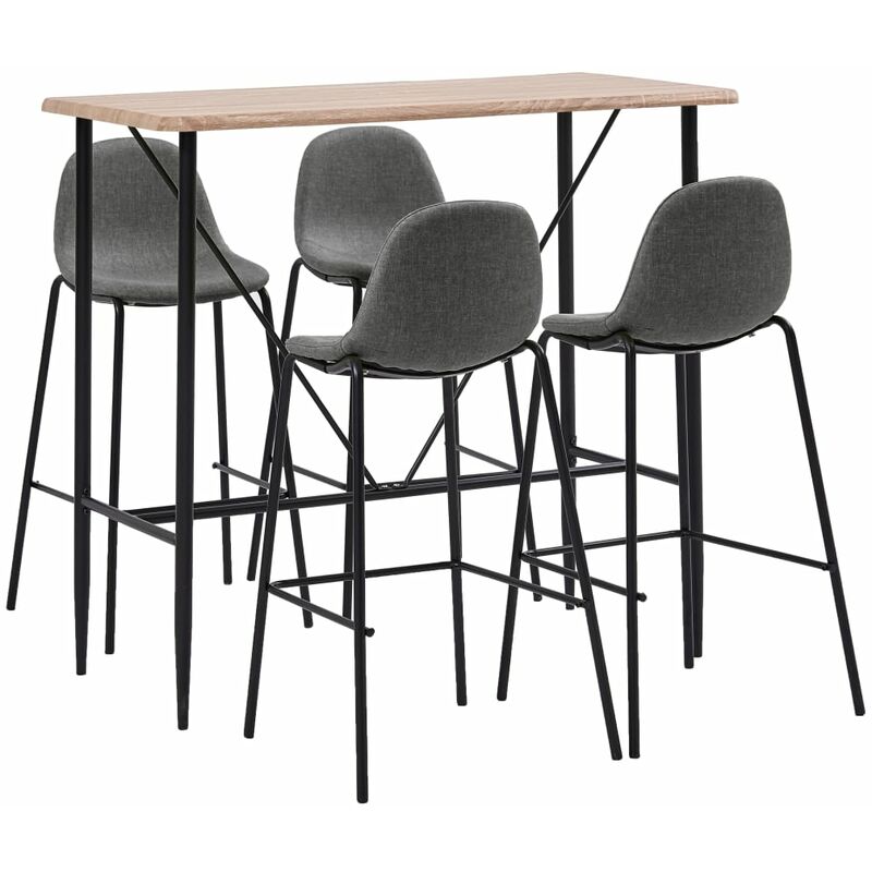 

Rogal Home&Deco Juego de mesa alta y taburetes 5 piezas tela gris topo