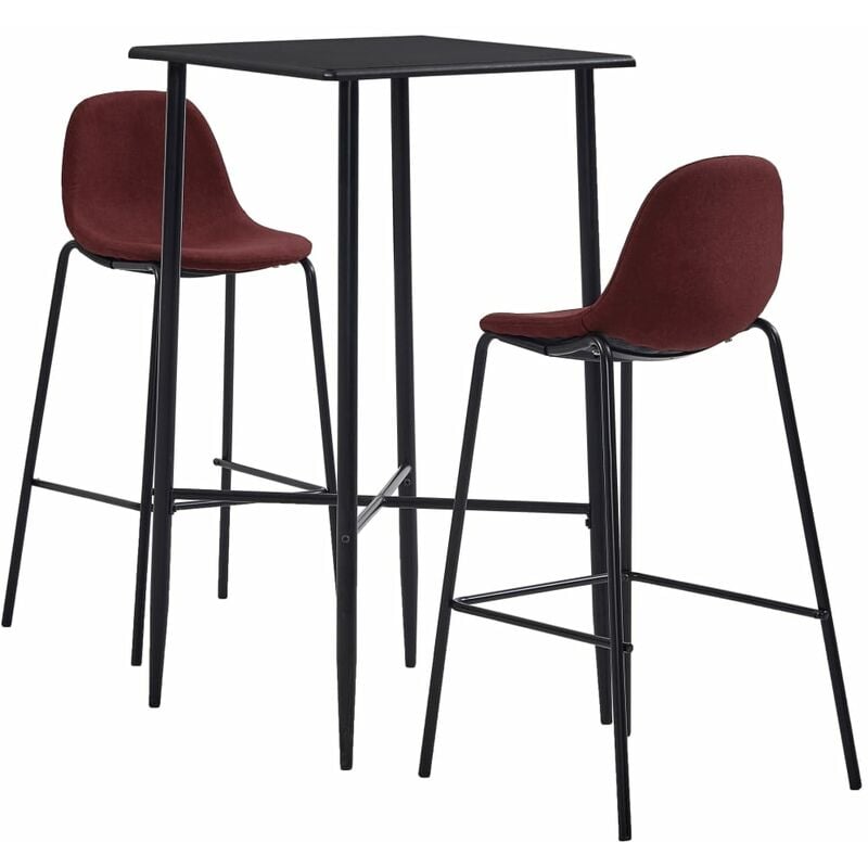 

Vidaxl - Juego de Mesa Alta y Taburetes Tela 3 Piezas Vino Tinto - Rojo