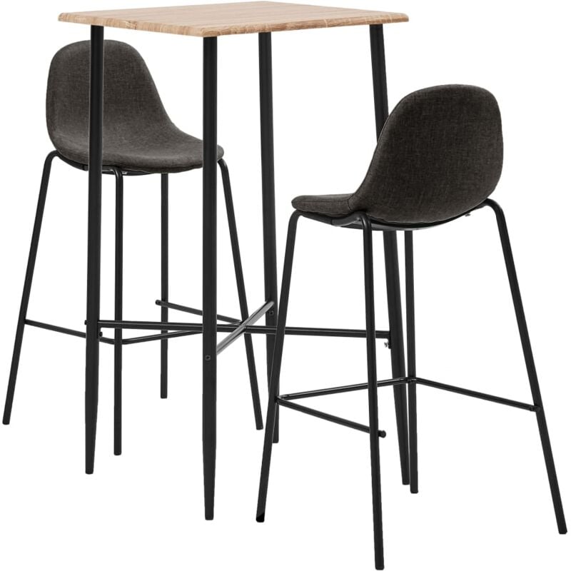 

Juego de Mesa Alta y Taburetes Tela 3 Piezas Gris Oscuro - Gris - Vidaxl