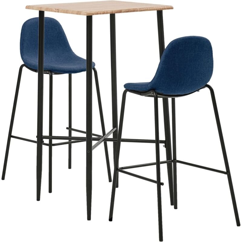 

vidaXL Juego de Mesa Alta y Taburetes Tela 3 Piezas Azul - Azul