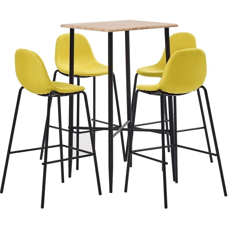 

vidaXL Juego de Mesa Alta y Taburetes Tela 5 Piezas Amarillo - Amarillo