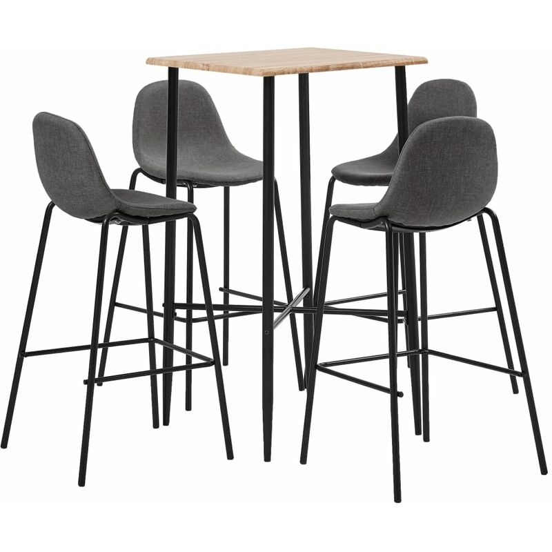 

Vidaxl - Juego de Mesa Alta y Taburetes Tela 5 Piezas Gris Topo - Marrón