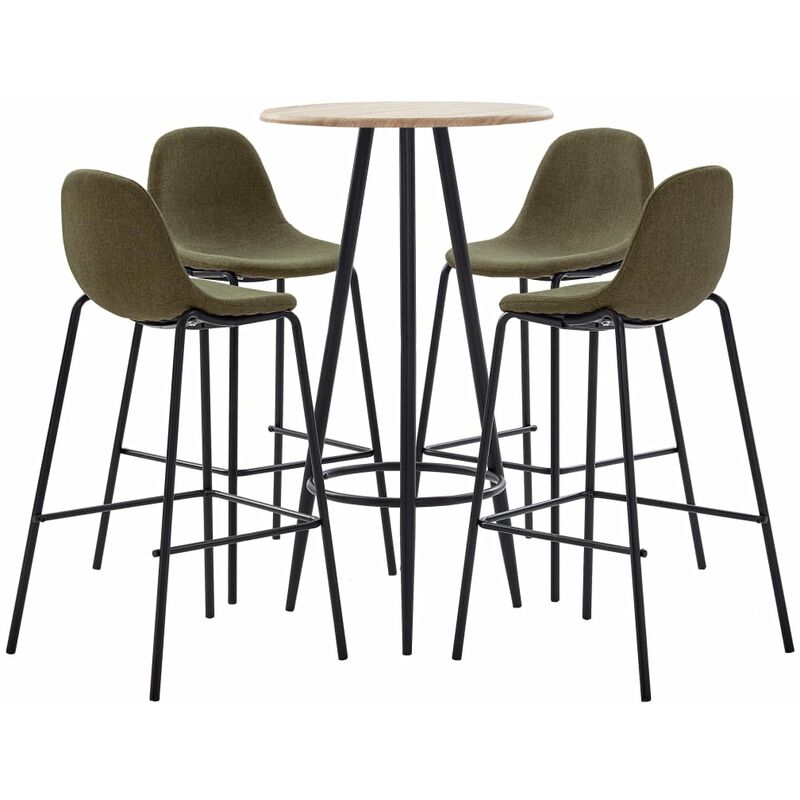 

Rogal Home&Deco Juego de mesa alta y taburetes 5 piezas tela marrón