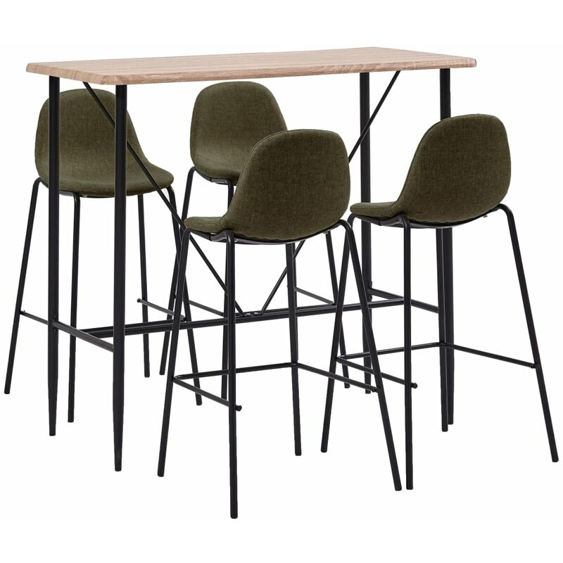 

Juego de mesa alta y taburetes 5 piezas tela marrón