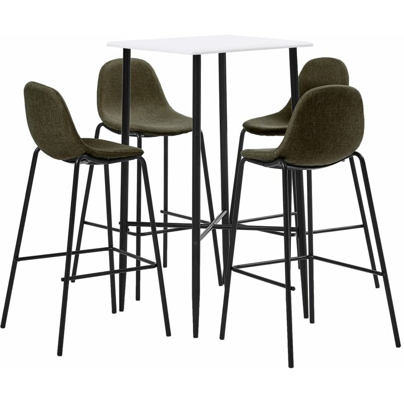 

Juego de mesa alta y taburetes 5 piezas tela marrón