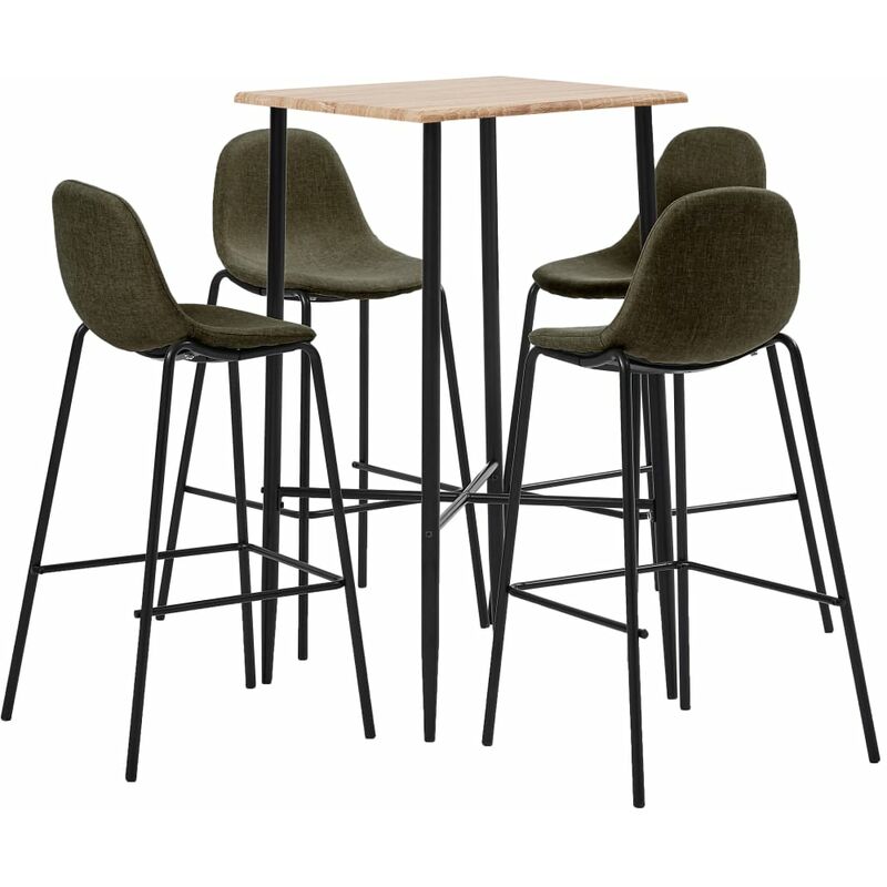 

Juego de mesa alta y taburetes 5 piezas tela marrón