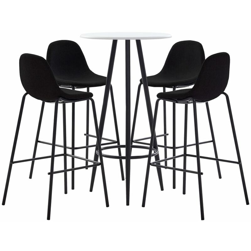 

Juego de mesa alta y taburetes 5 piezas tela negra