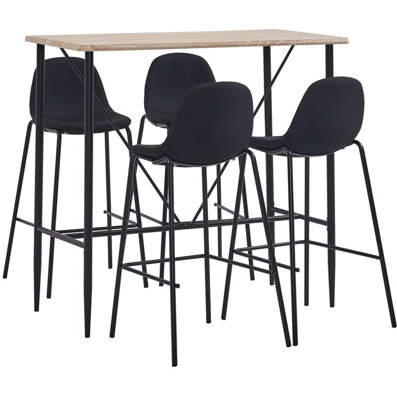 

Juego de mesa alta y taburetes 5 piezas tela negra