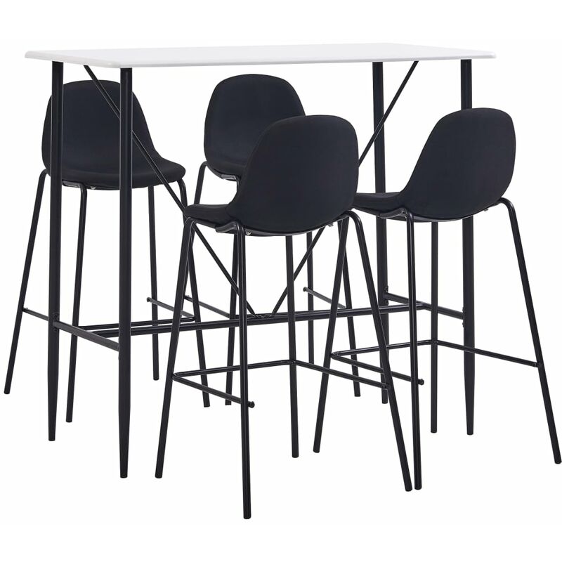 

Juego de mesa alta y taburetes 5 piezas tela negra