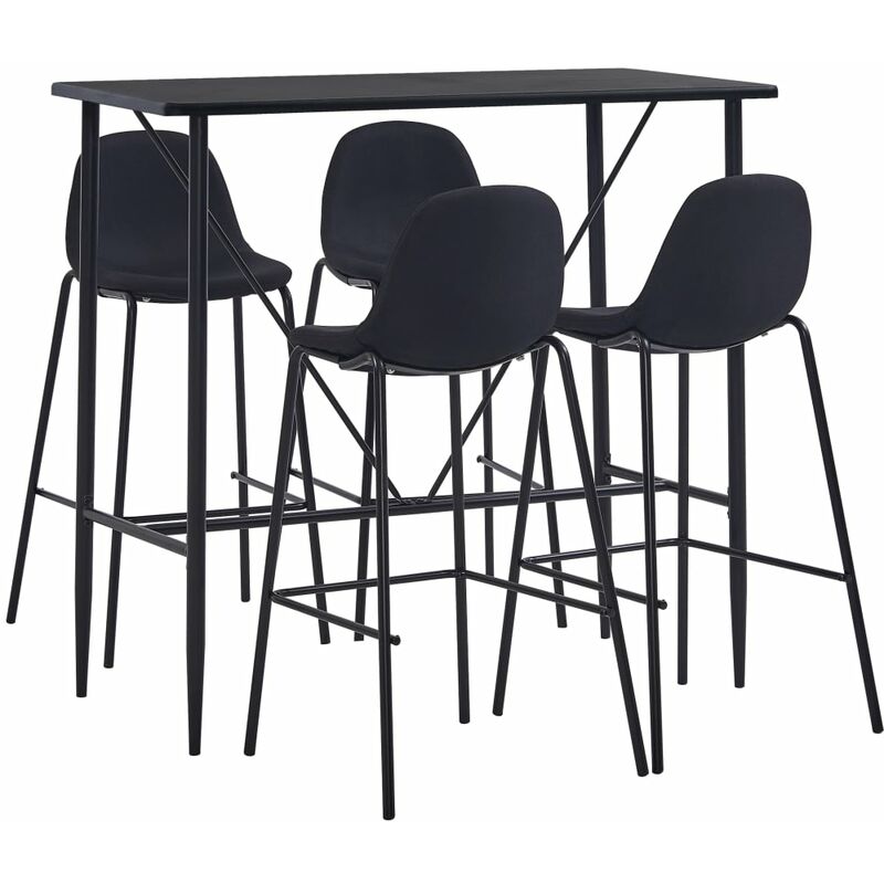 

Juego de mesa alta y taburetes 5 piezas tela negra - Negro