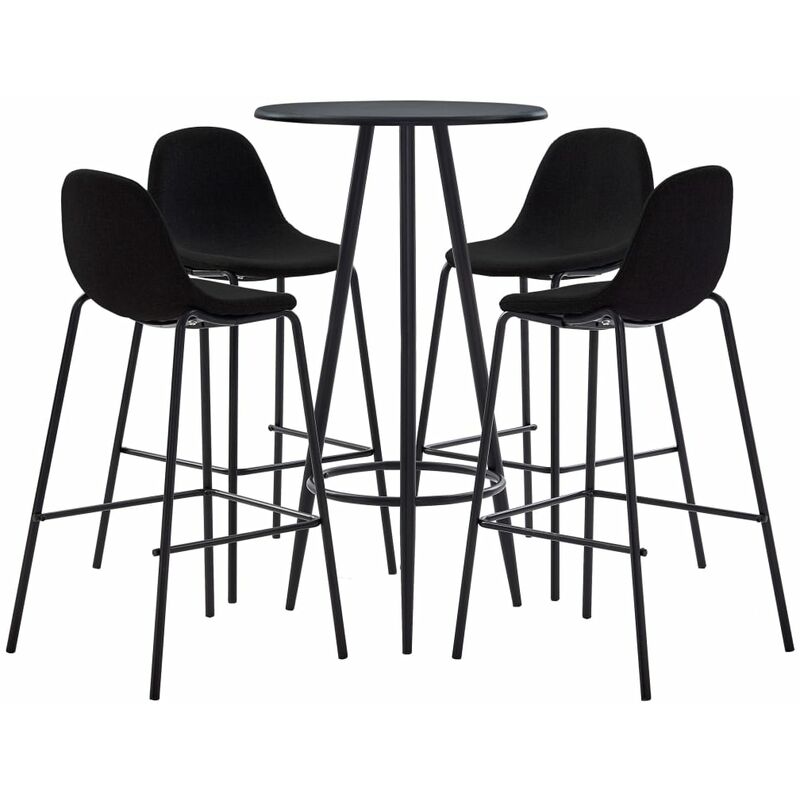 

Juego de mesa alta y taburetes 5 piezas tela negro - Negro