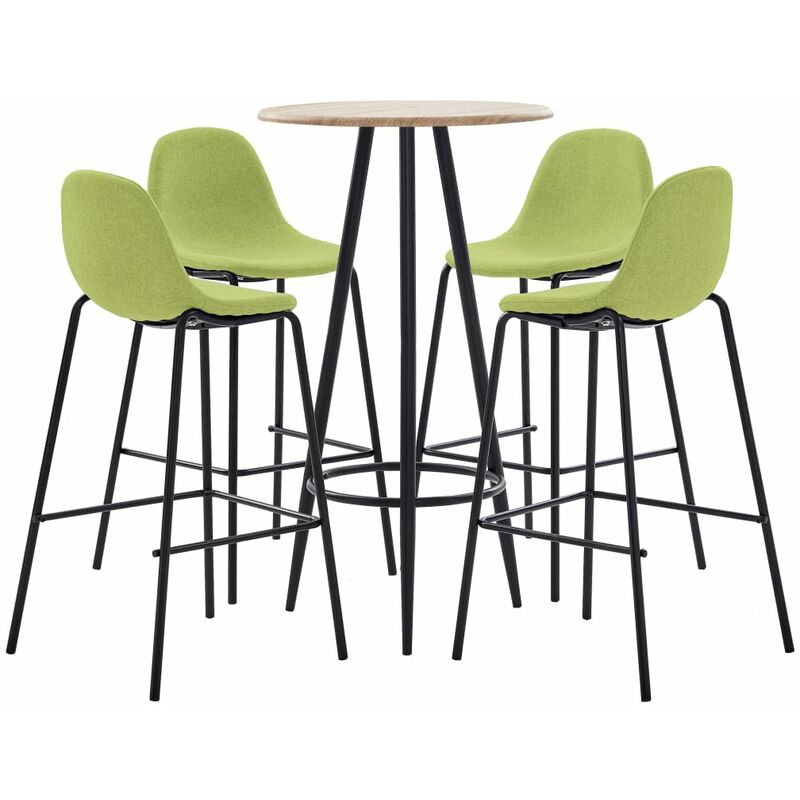 

Juego de mesa alta y taburetes 5 piezas tela verde