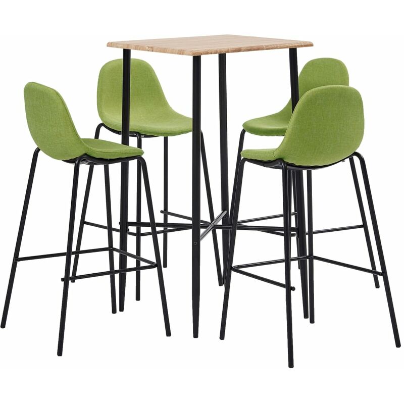 

Juego de mesa alta y taburetes 5 piezas tela verde