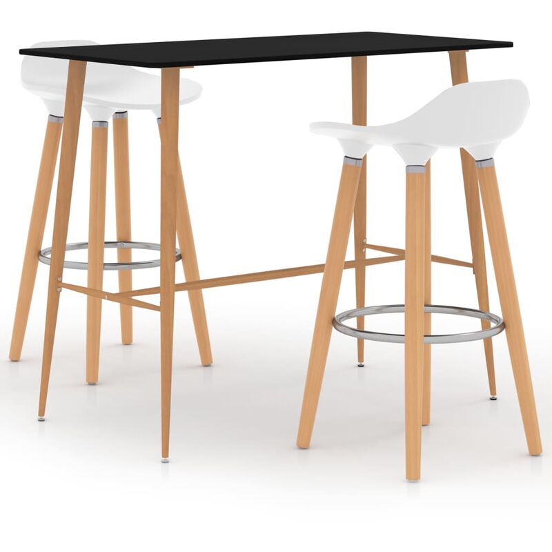

Juego de mesa alta y taburetes de bar 3 piezas blanco y negro
