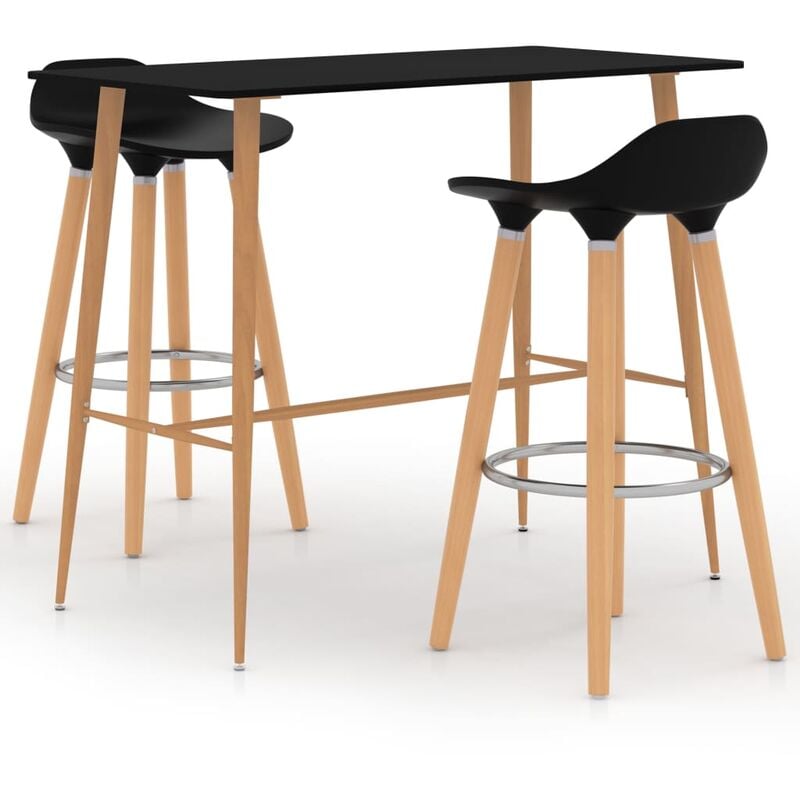 

Juego de mesa alta y taburetes de bar 3 piezas negro