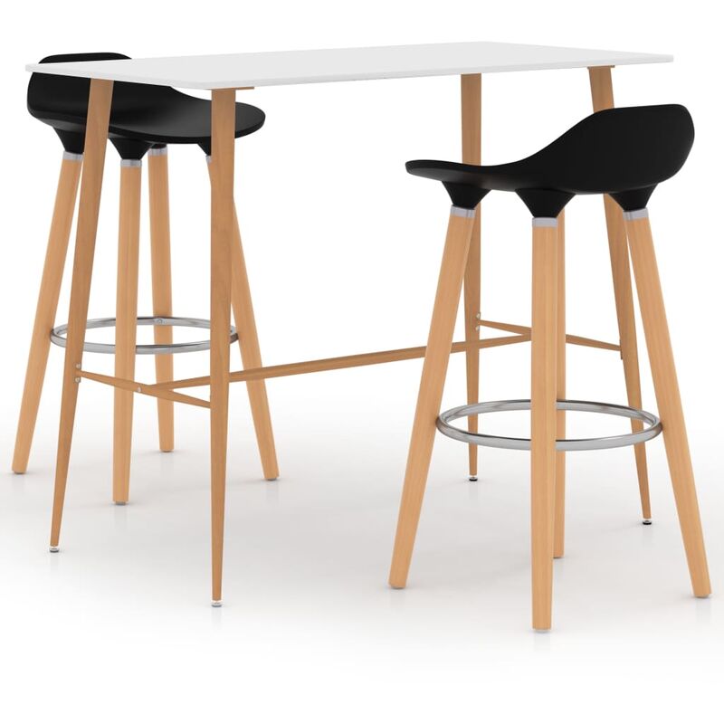 

Juego de mesa alta y taburetes de bar 3 piezas negro y blanco
