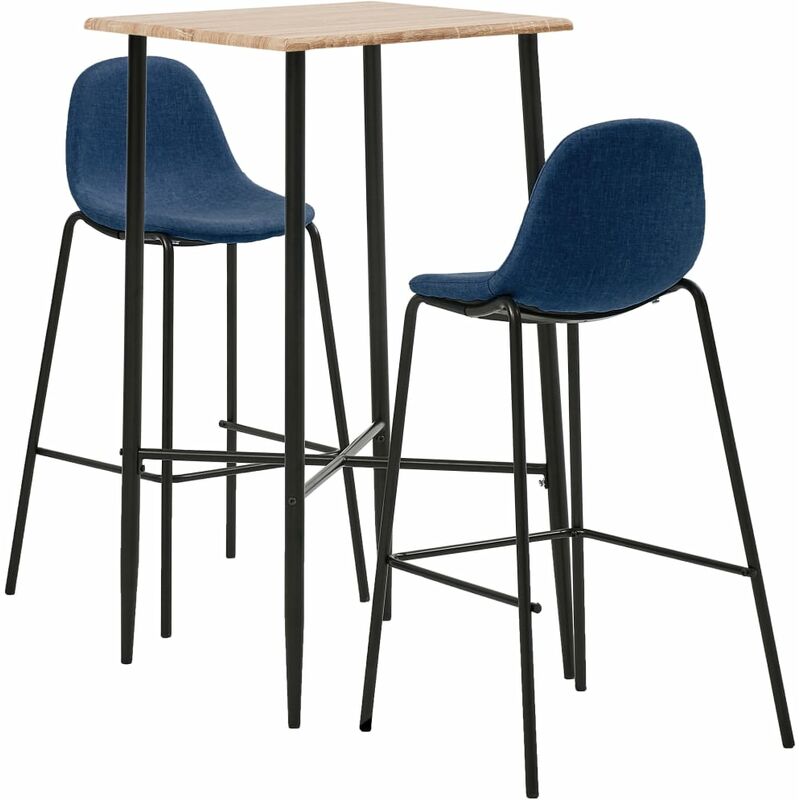 

Juego de mesa alta y taburetes de cocina 3 piezas tela azul