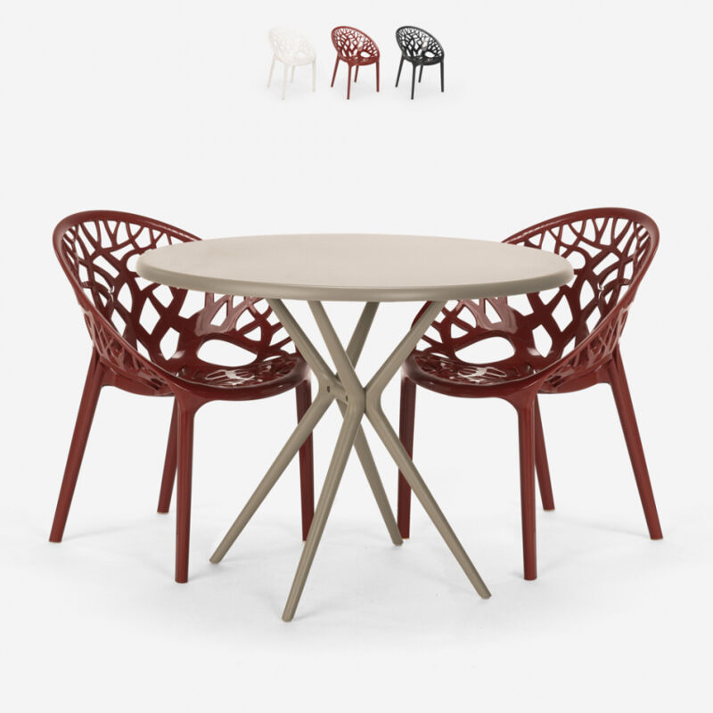 

Ahd Amazing Home Design - Juego mesa redonda beige 80 cm 2 sillas diseño Maze | Rojo