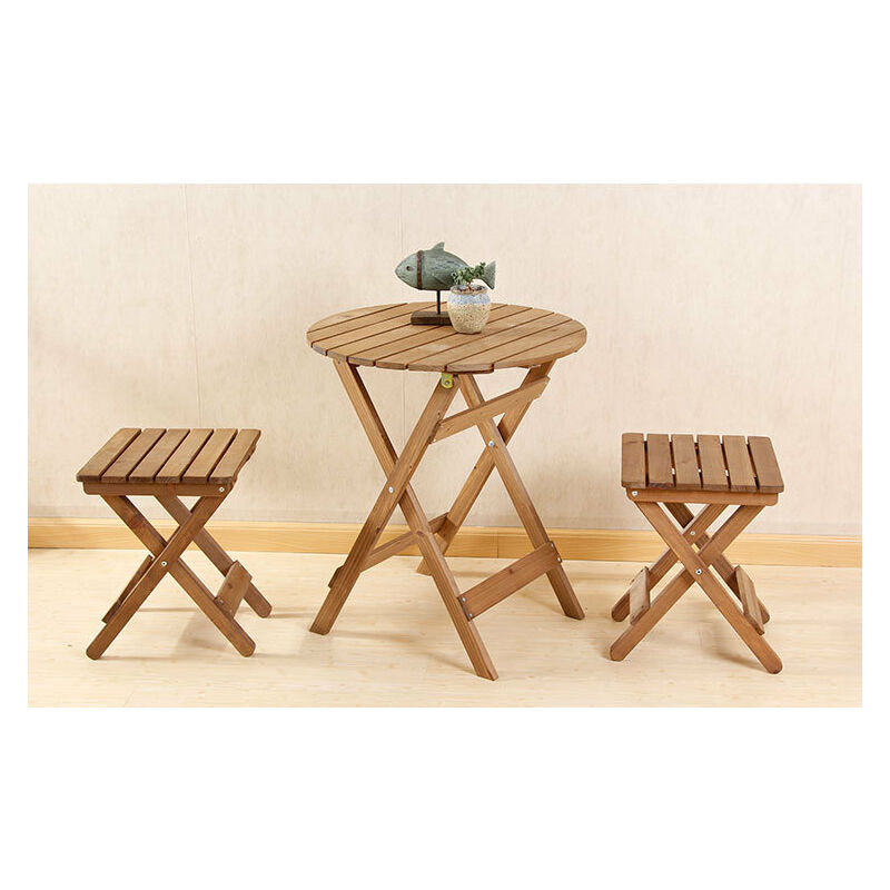 

Juego de mesa y silla de balcón plegable de 3 piezas Muebles de jardín de madera de acacia marrón