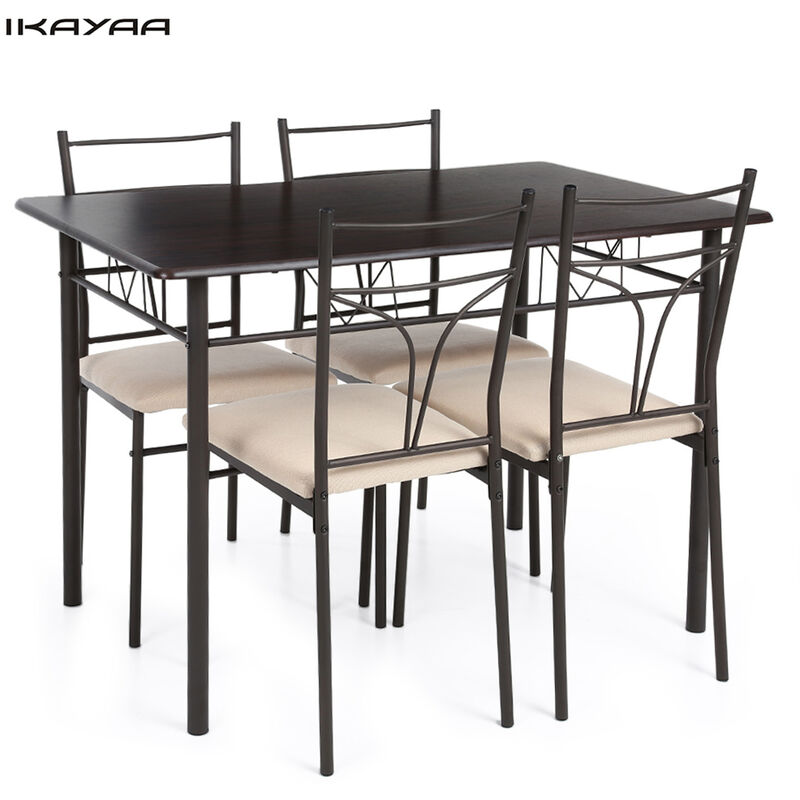 

Ikayaa - Juego de mesa y silla de comedor simple moderno 1 mesa 4 sillas mesa y silla ensambladas para cocina restaurante