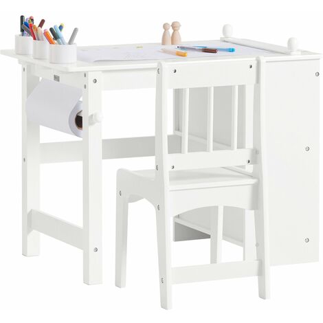  UTEX Juego de mesa y silla de madera para niños, mesa de juego  para niños con 2 sillas, mesa redonda de 3 piezas para niños pequeños,  niñas, niños, blanco : Hogar