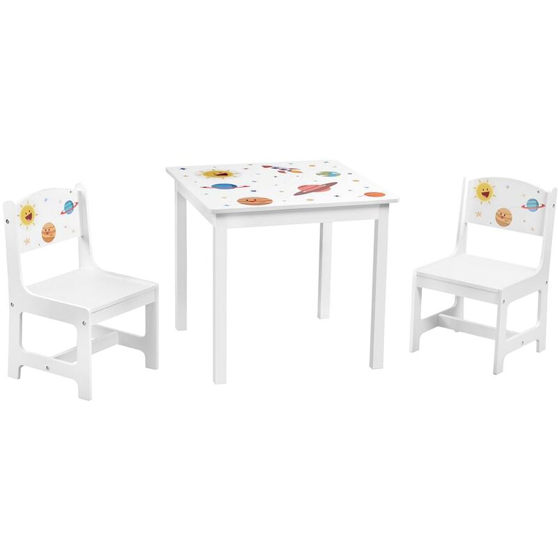 

Songmics - Juego de Mesa y Silla para Niños, 3 Piezas, Mesa de Madera con 2 Sillas, Muebles para Niños para el Cuarto de Juegos, Guardería, Blanco