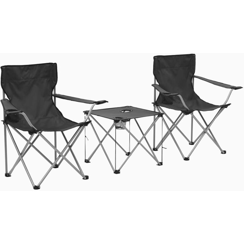

Juego de mesa y sillas de camping 3 piezas gris