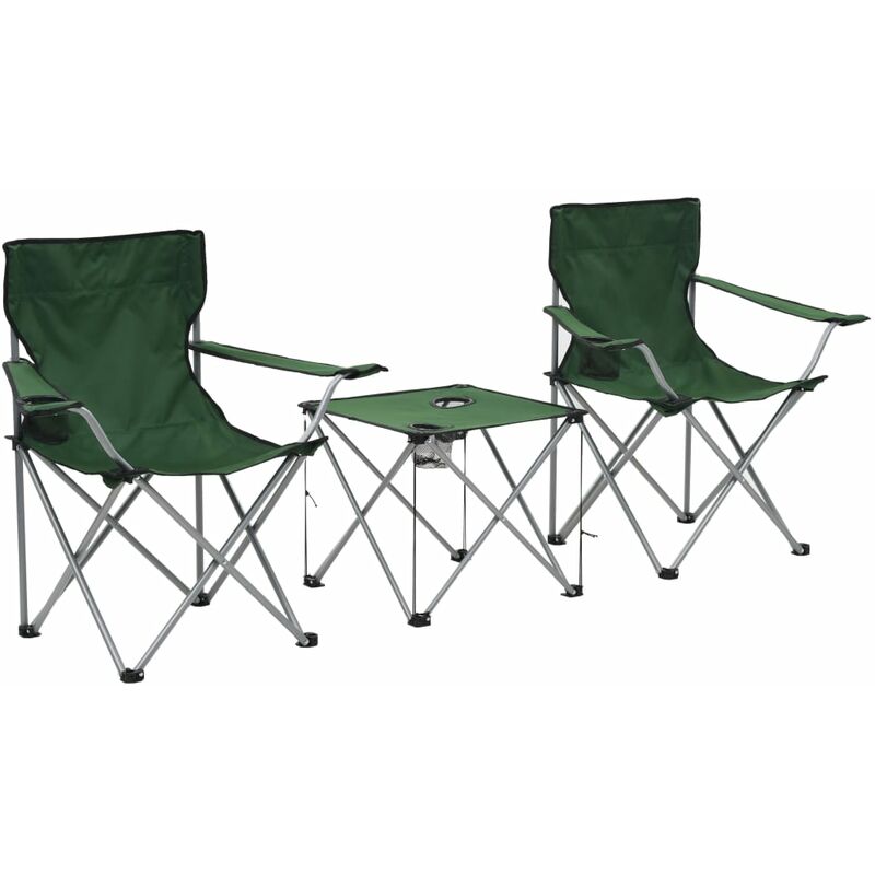 

Juego de mesa y sillas de camping 3 piezas verde - Verde