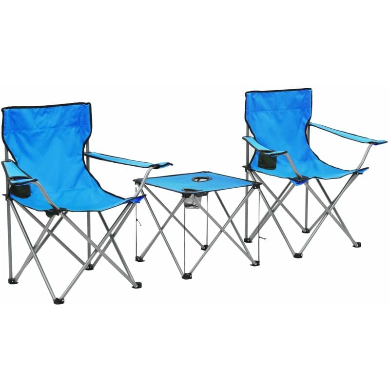 

vidaXL Conjunto de Mesa y Sillas de Camping 3 Piezas Azul - Azul