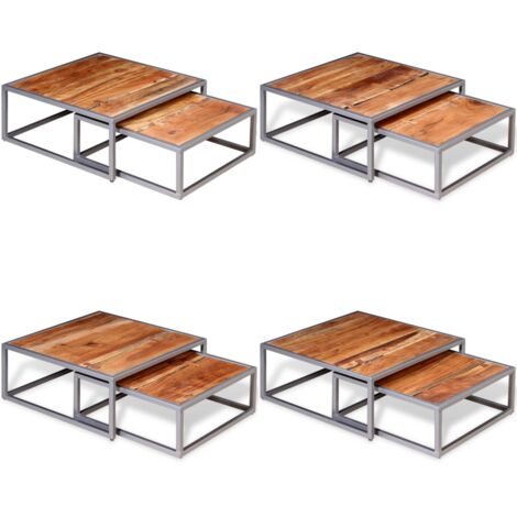 Juego de mesas de centro 2 unidades madera maciza de acacia - Mesa de salón - Mesa de sofá