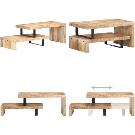 Juego de mesas de centro 2 unidades madera maciza de mango - Mesa de centro de madera - Mesa de centro de mango