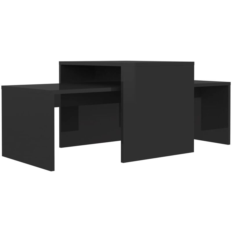 

vidaXL Juego de Mesas de Centro Aglomerado 100x48x40 cm Negro Brillante - Negro