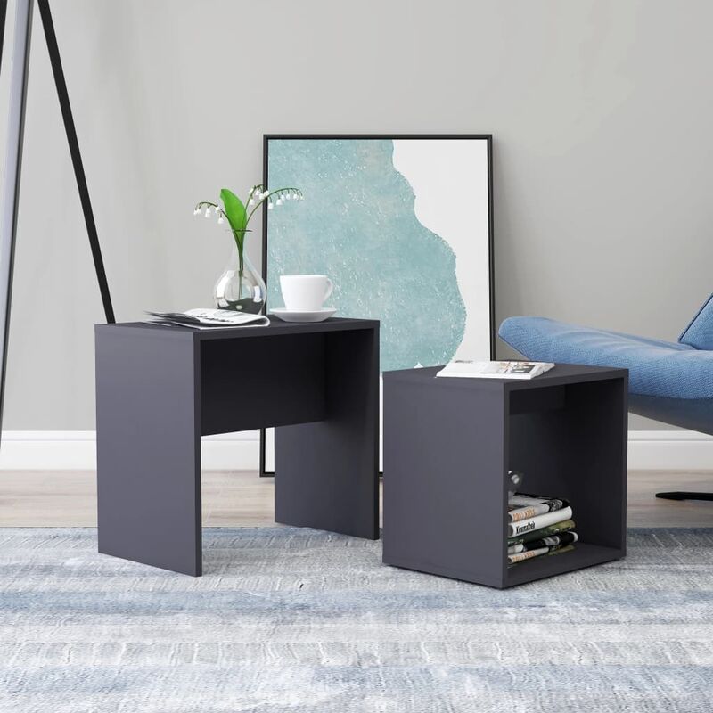

Youthup - Juego de mesas de centro aglomerado gris 48x30x45 cm - Gris