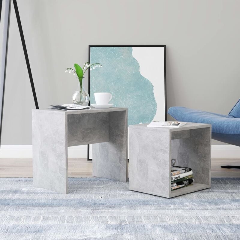 

Juego de mesas de centro aglomerado gris hormigón 48x30x45 cm - Gris