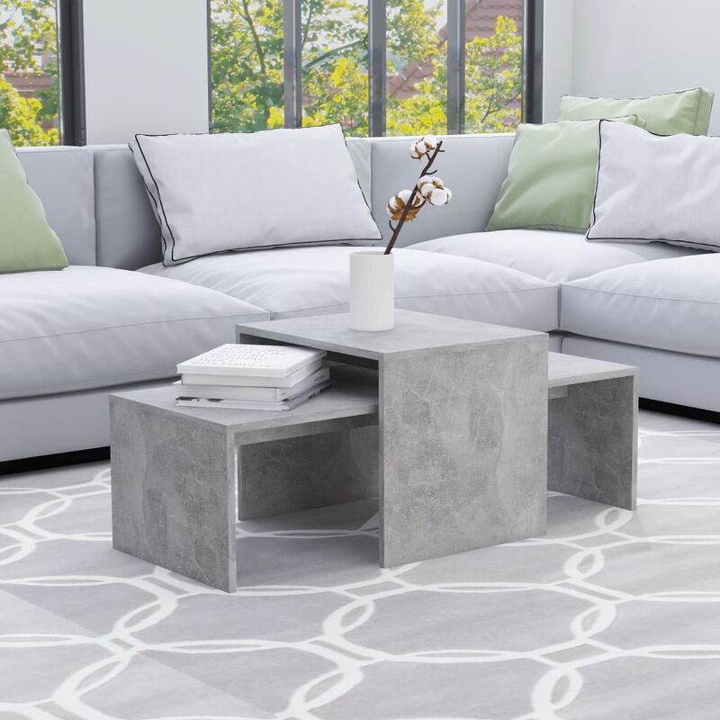 

Juego de mesas de centro aglomerado gris hormigón 100x48x40 cm
