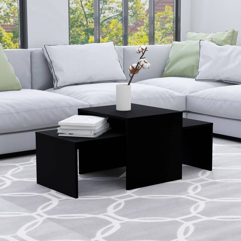 

Juego de mesas de centro aglomerado negro 100x48x40 cm