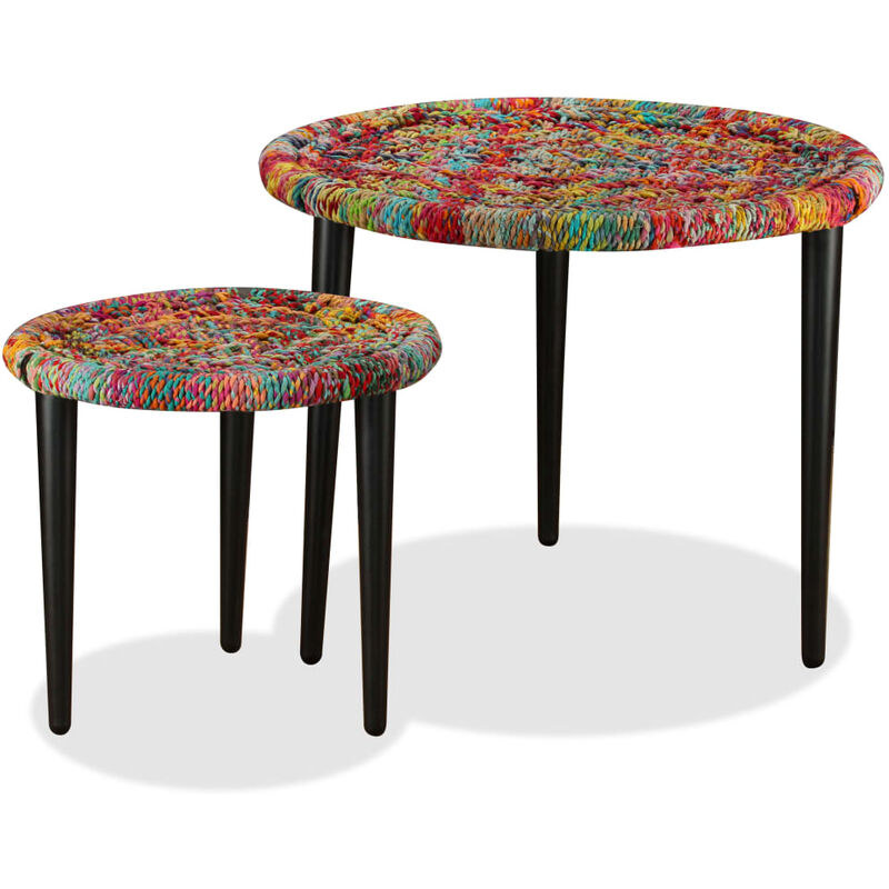 

Juego de mesas de centro con detalles chindi 2 uds multicolor - Multicolor