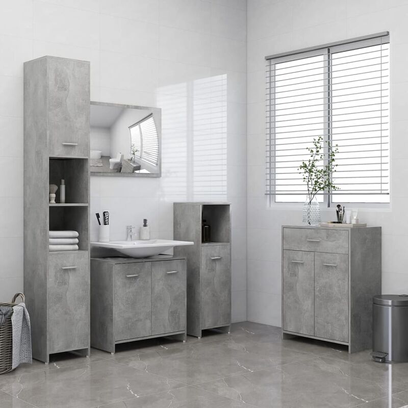 

Juego de mueble de baño 4 piezas hormigón gris