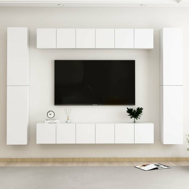 

Juego de mueble para TV de 10 piezas aglomerado blanco