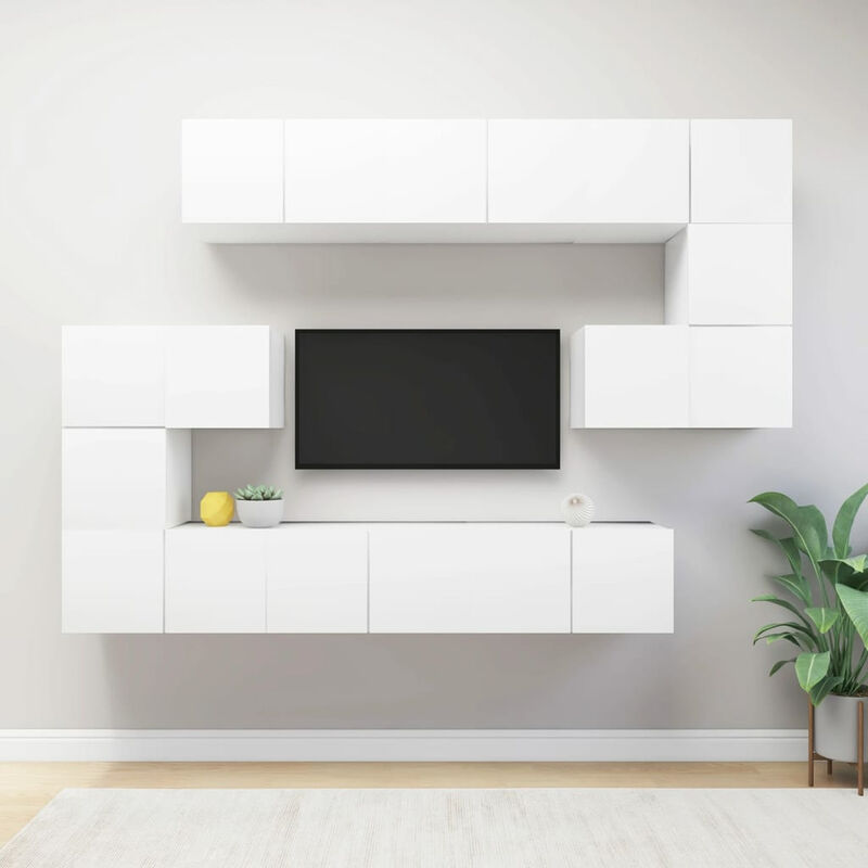 

Juego de mueble para TV de 10 piezas aglomerado blanco