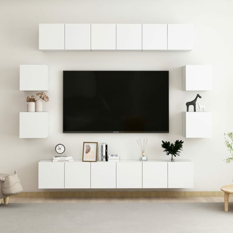 

Juego de mueble para TV de 10 piezas aglomerado blanco