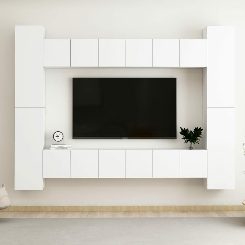 

Juego de mueble para TV de 10 piezas aglomerado blanco